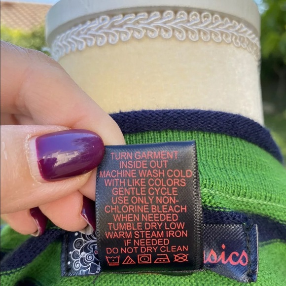 J. J. Basics Blue Green Striped Long Sleeve Crew Neck Sweater Pullover Size M - Picture 7 of 7